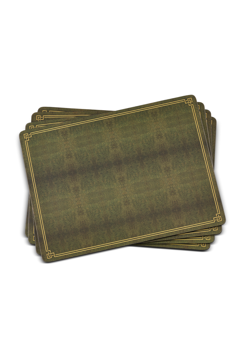 Shagreen Leather Set of 4 Cork Back Placemats, Main, color, Green