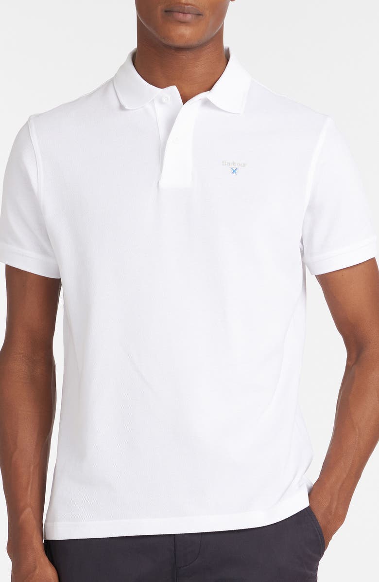 Barbour Solid Piqué Sports Polo, Alternate, color, White