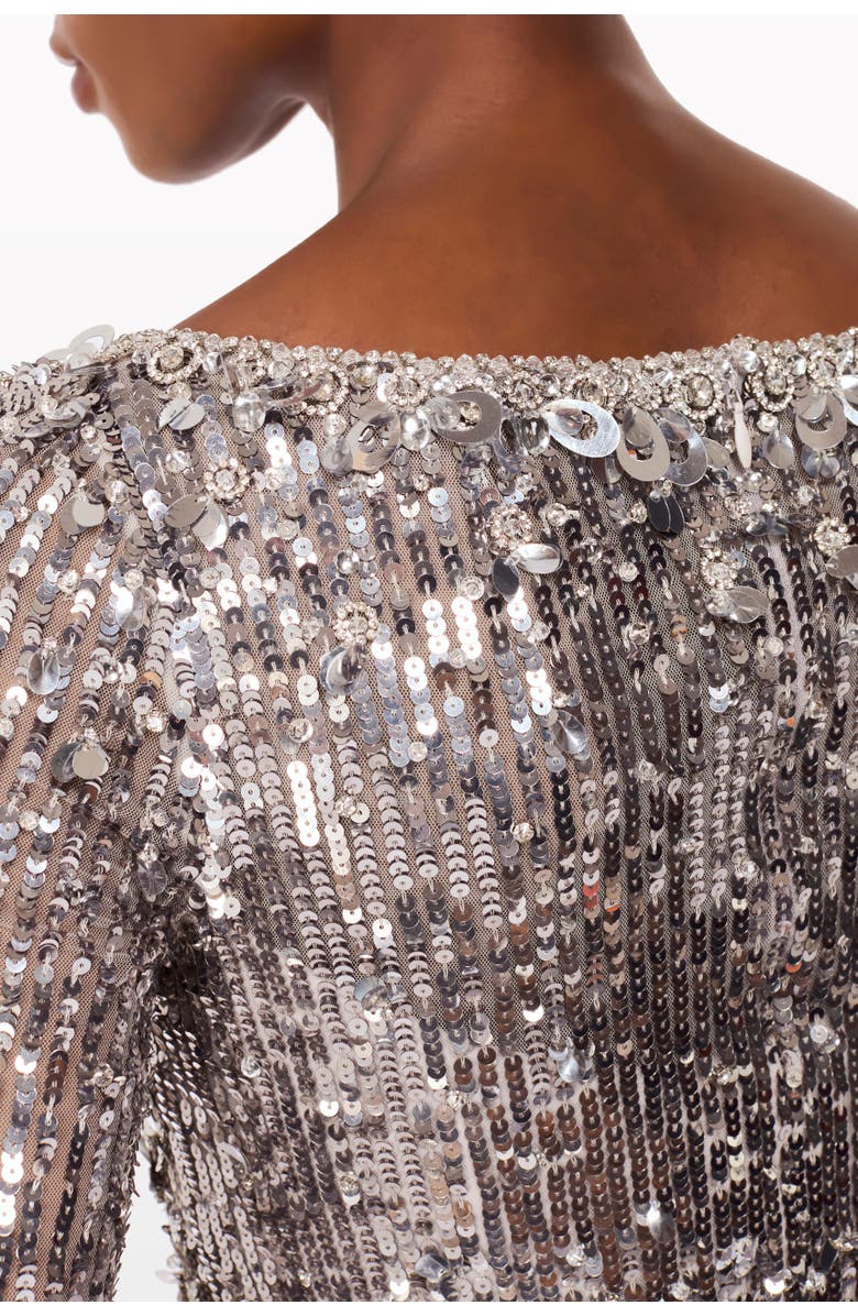 Jenny Packham Kestra sequin-embellished maxi dress, Alternate, color, Ammonite   Silver