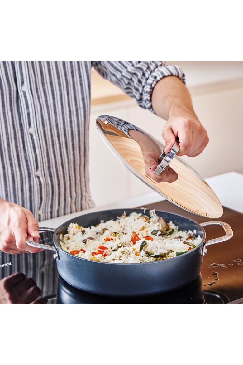 Maestro Ceramic Nonstick Saute Pan with Lid, 3.5-Qt., Alternate, color, Silver