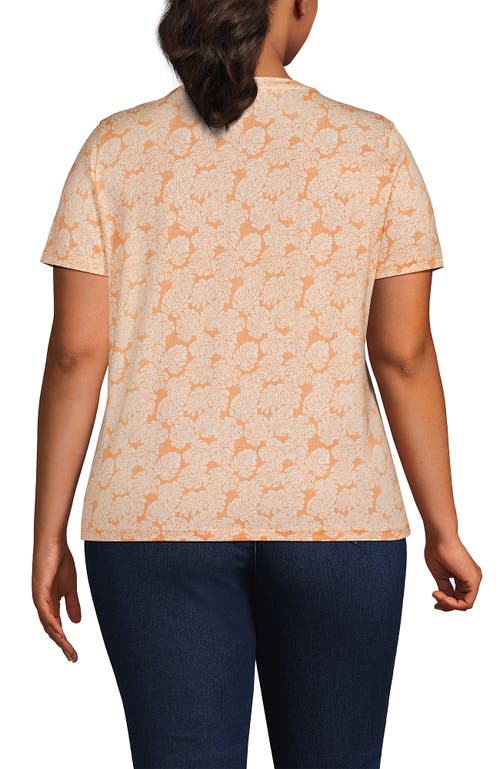 Lands' End Relaxed Supima Cotton Crew Neck T-shirt In Orange Mist Palm Leaves