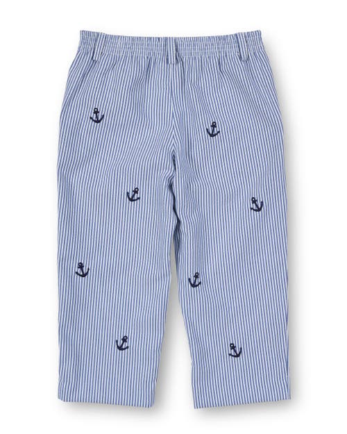 Florence Eiseman Stripe Fake Fly Pants With Anchors In Blue
