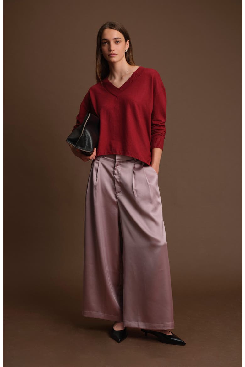 Betula V-Neck Sweater, Alternate, color, MALBEC