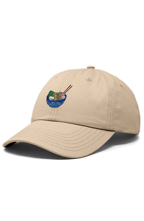 Dalix Noodles Embroidered Casual Cap In Khaki