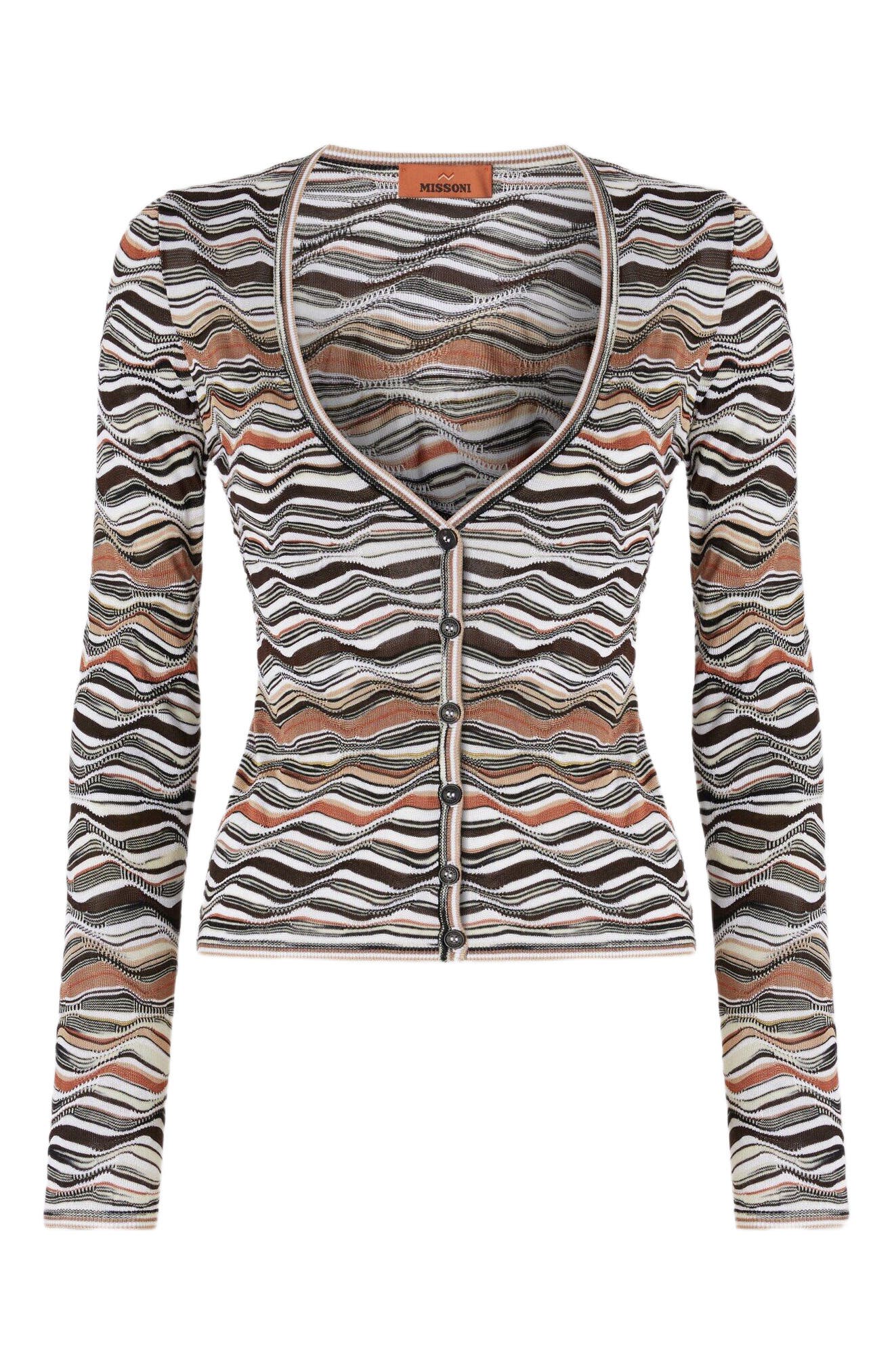 Buttoned Cardigan With Wave Pattern - image 2