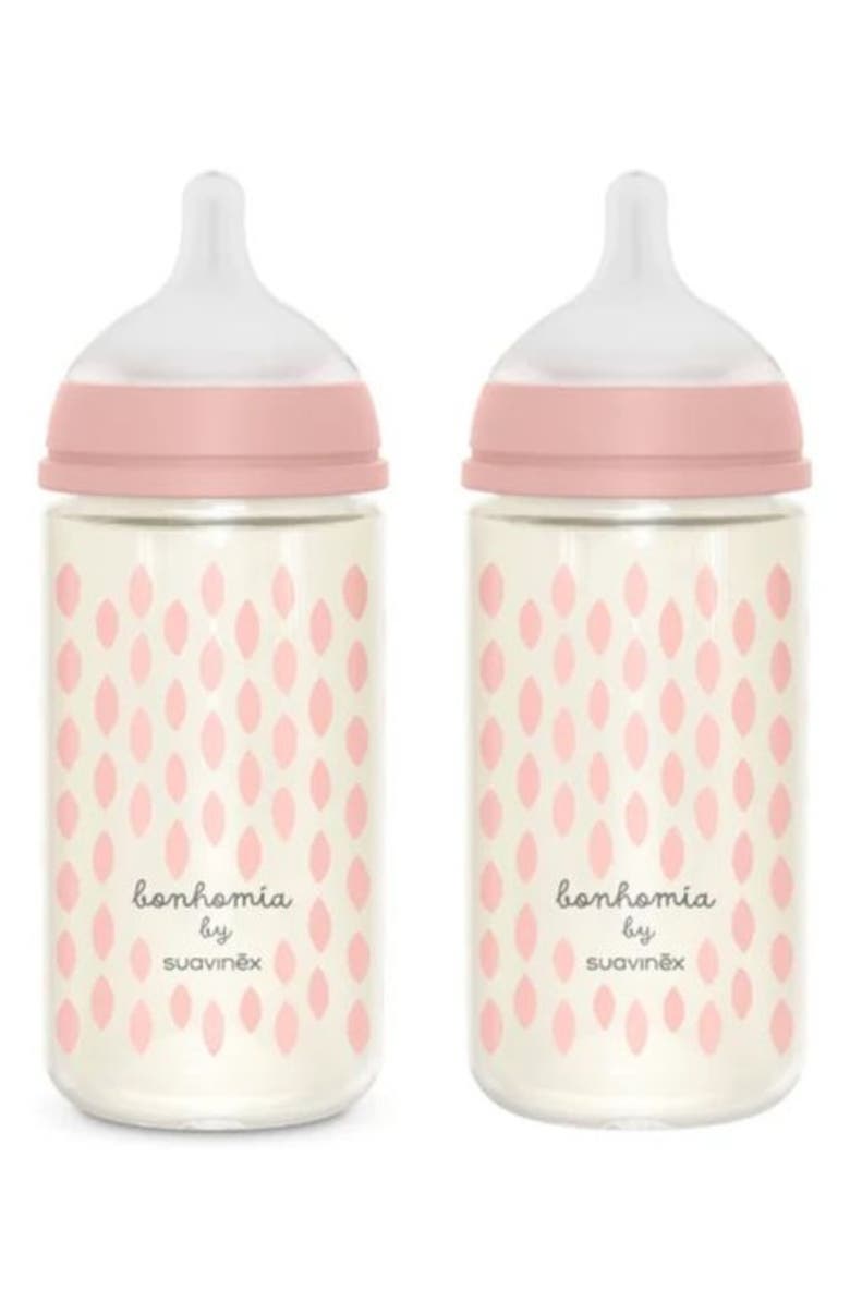 Suavinex Bonhomia SX PRO Set of 2 Glass Bottles, Alternate, color, Pink
