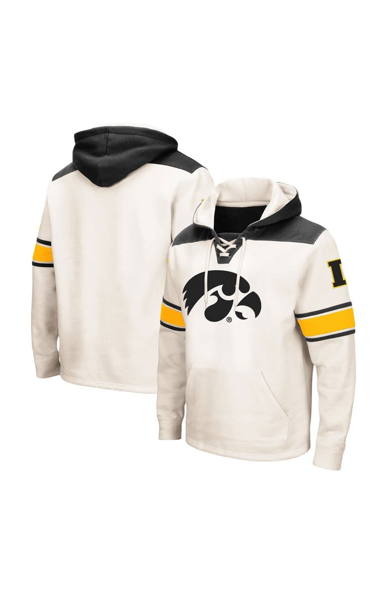 COLOSSEUM Men's Colosseum Cream Iowa Hawkeyes Big & Tall Hockey Lace-Up Pullover Hoodie, Alternate, color, Cream