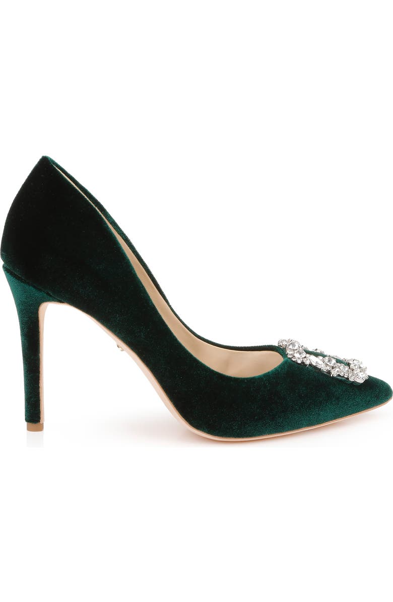 Badgley Mischka Collection Cher Crystal Embellished Pump, Alternate, color, Green Velvet