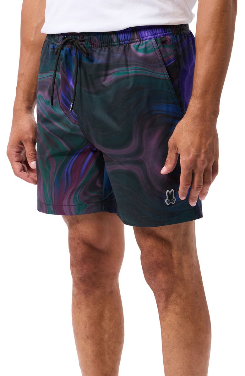 Psycho Bunny Longbridge Print Swim Trunks, Alternate, color,