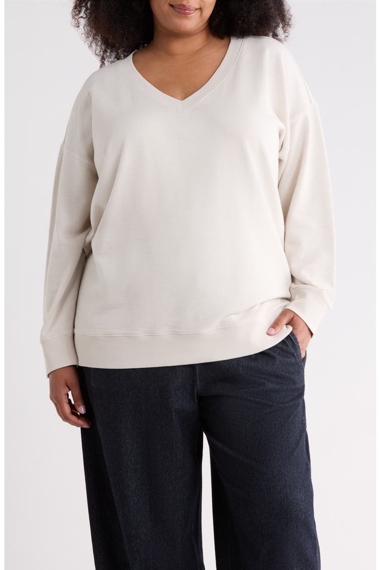 V-Neck Organic Cotton Sweatshirt, Main, color, PLASTER