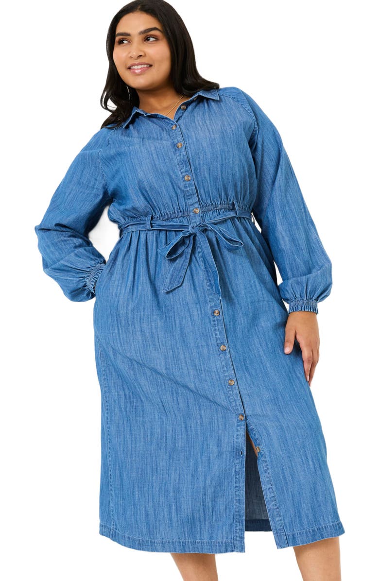 FatFace Plus Size Abi Denim Midi Dress, Main, color, 