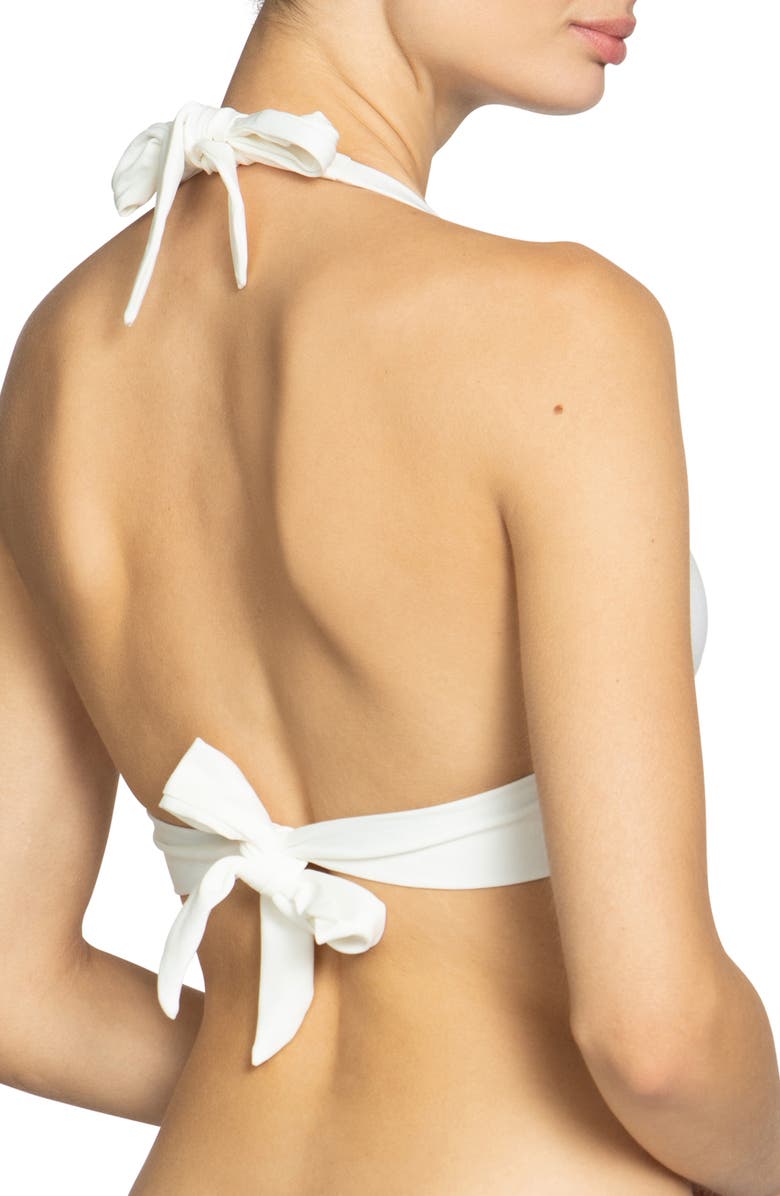 Robin Piccone Margot Ring Halter Bikini Top, Alternate, color, White