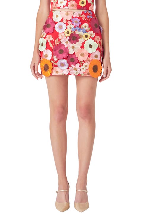 Floral Embroidered Miniskirt