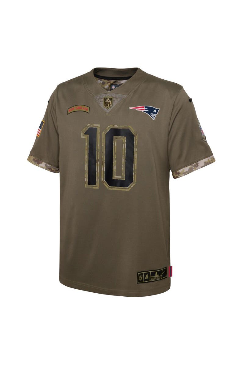 Nike Youth Nike Mac Jones Olive New England Patriots 2022 Salute To Service Player Limited Jersey, Alternate, color, 