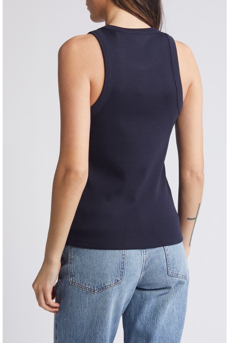 Jordyn Stretch Sleeveless Pima Cotton Rib Top, Alternate, color, NAVY