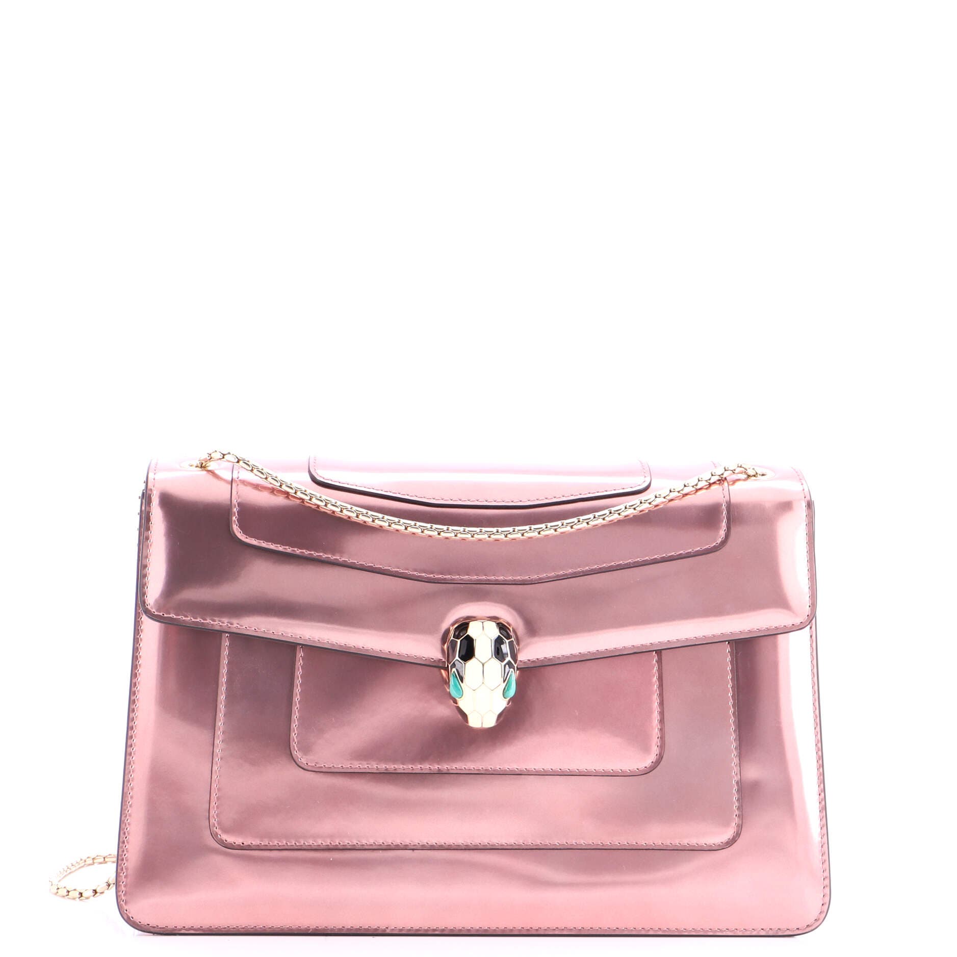 Serpenti Forever Shoulder Bag Metallic Leather Medium, Main, color, Pink