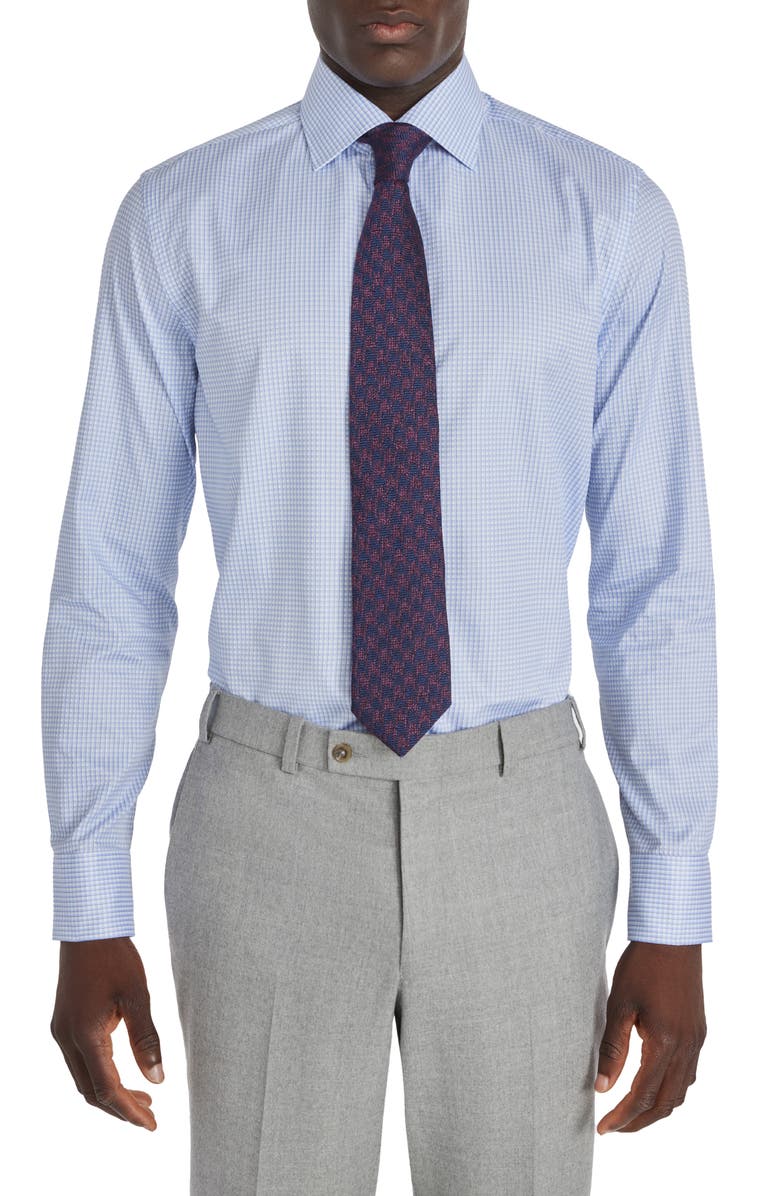 Jack Victor Arsenio Windowpane Cotton Twill Dress Shirt, Alternate, color, 