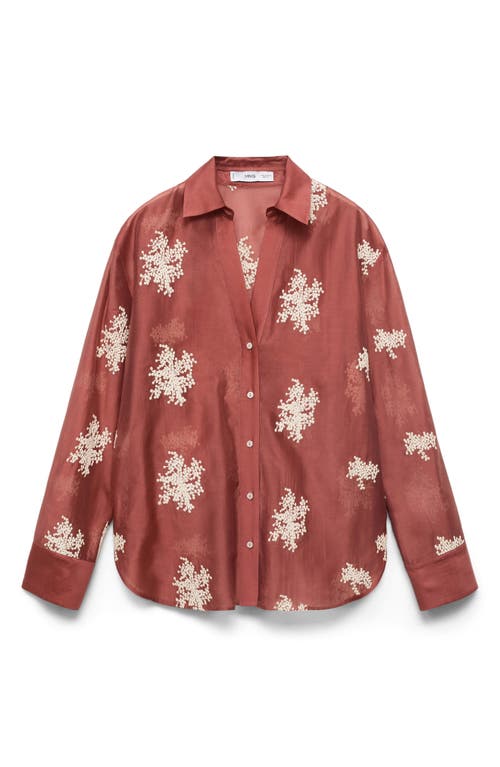 Mango Embroidered Semi-transparent Shirt Russet In Red