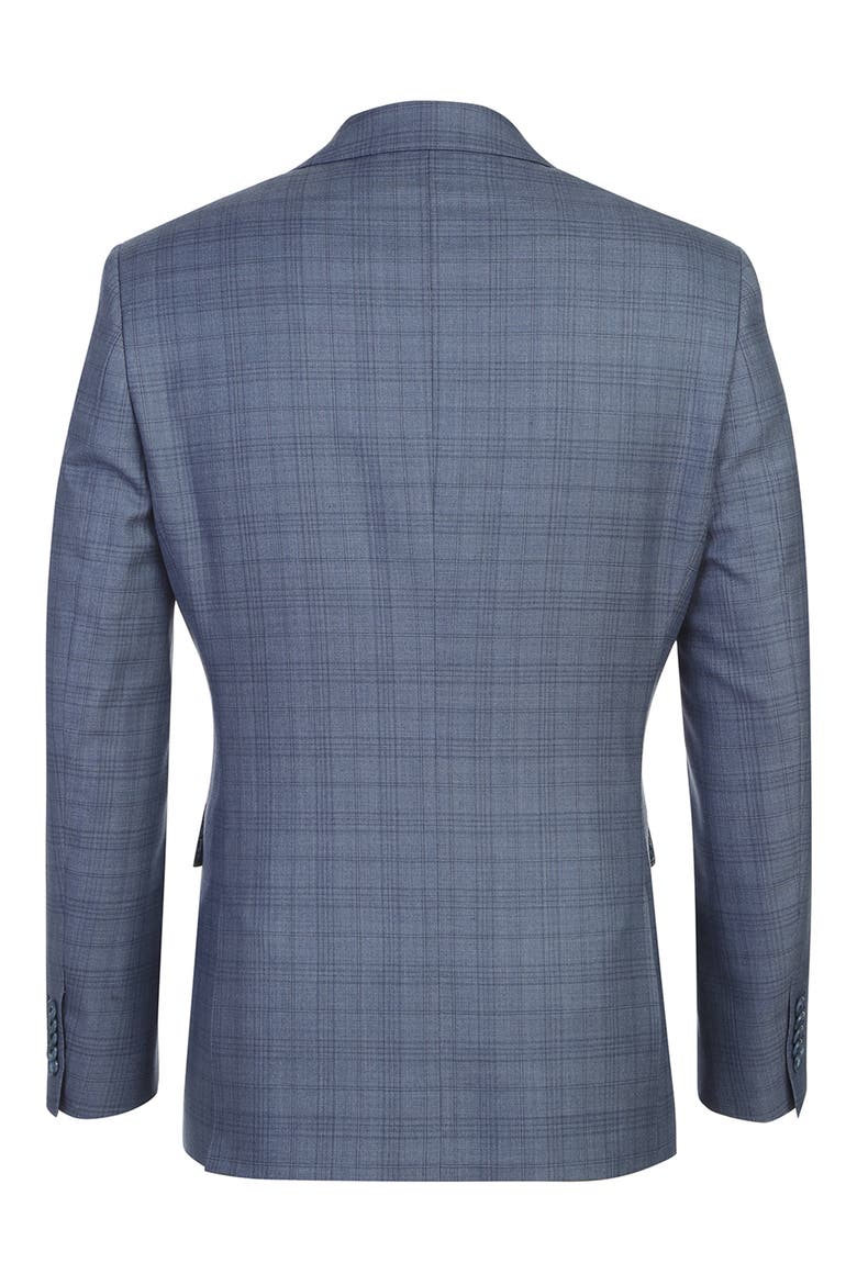 Plaid Blue Wool Blend Suit, Alternate, color, GREY