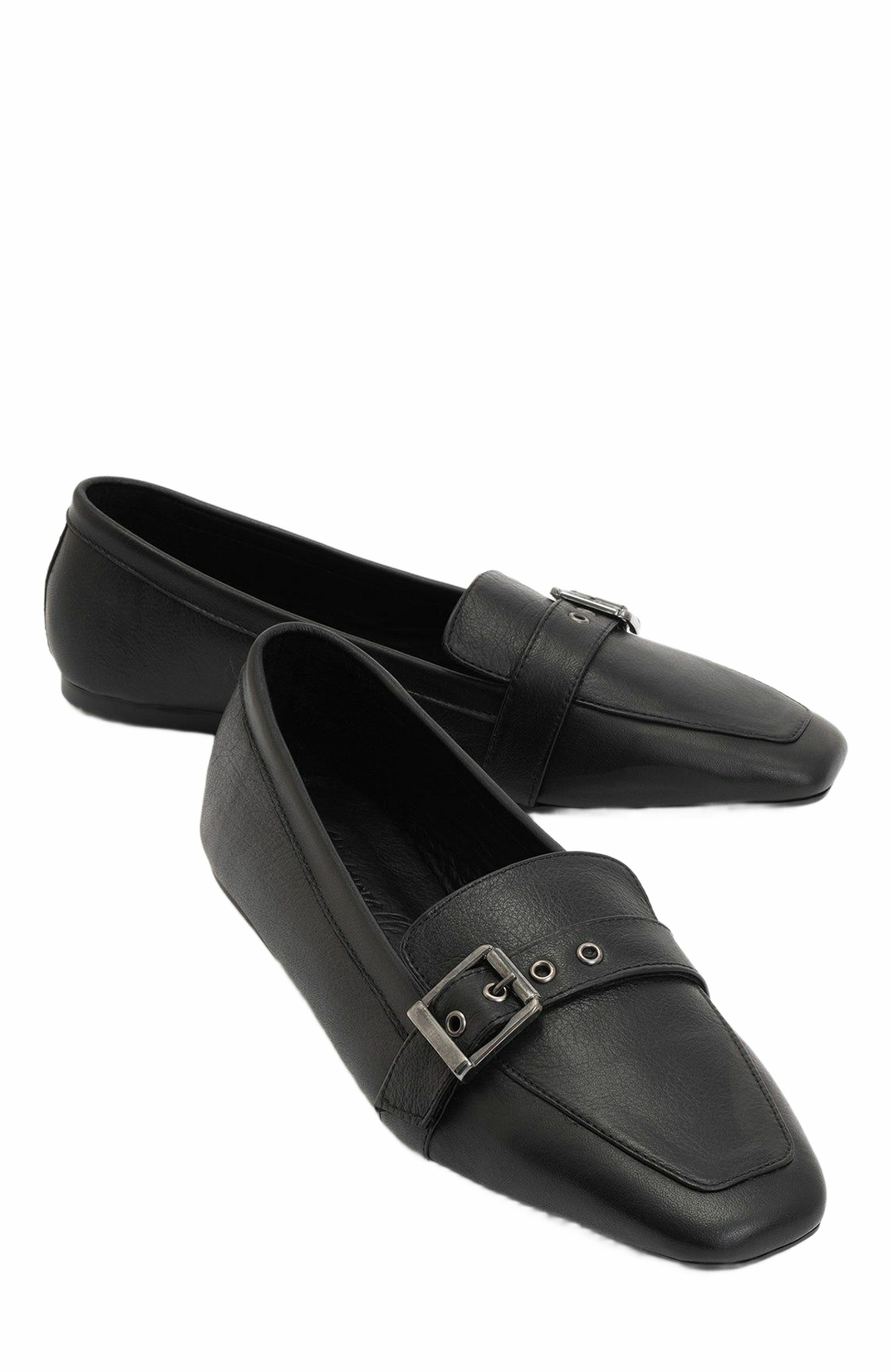 Forever & Always Shoes Noir Leather Flat Loafers, Main, color, Black Leather