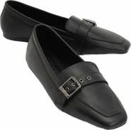 Forever & Always Shoes Noir Leather Flat Loafers