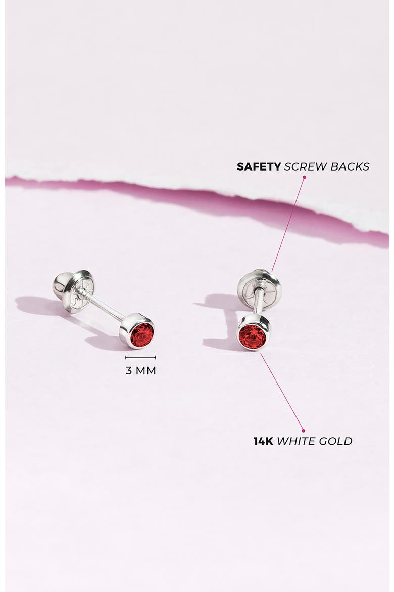14k Bezel Cubic Zirconia Earrings, Alternate, color, January