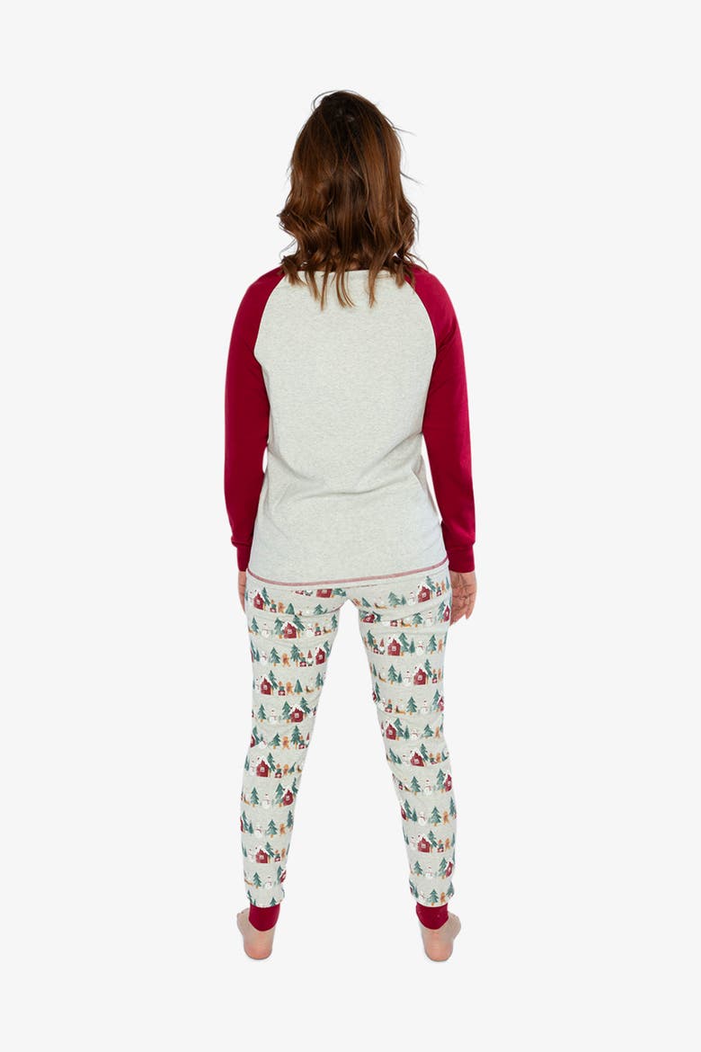 Women Christmas Organic Cotton Top Pants Two Piece Pajama Set, Alternate, color, Holiday Print
