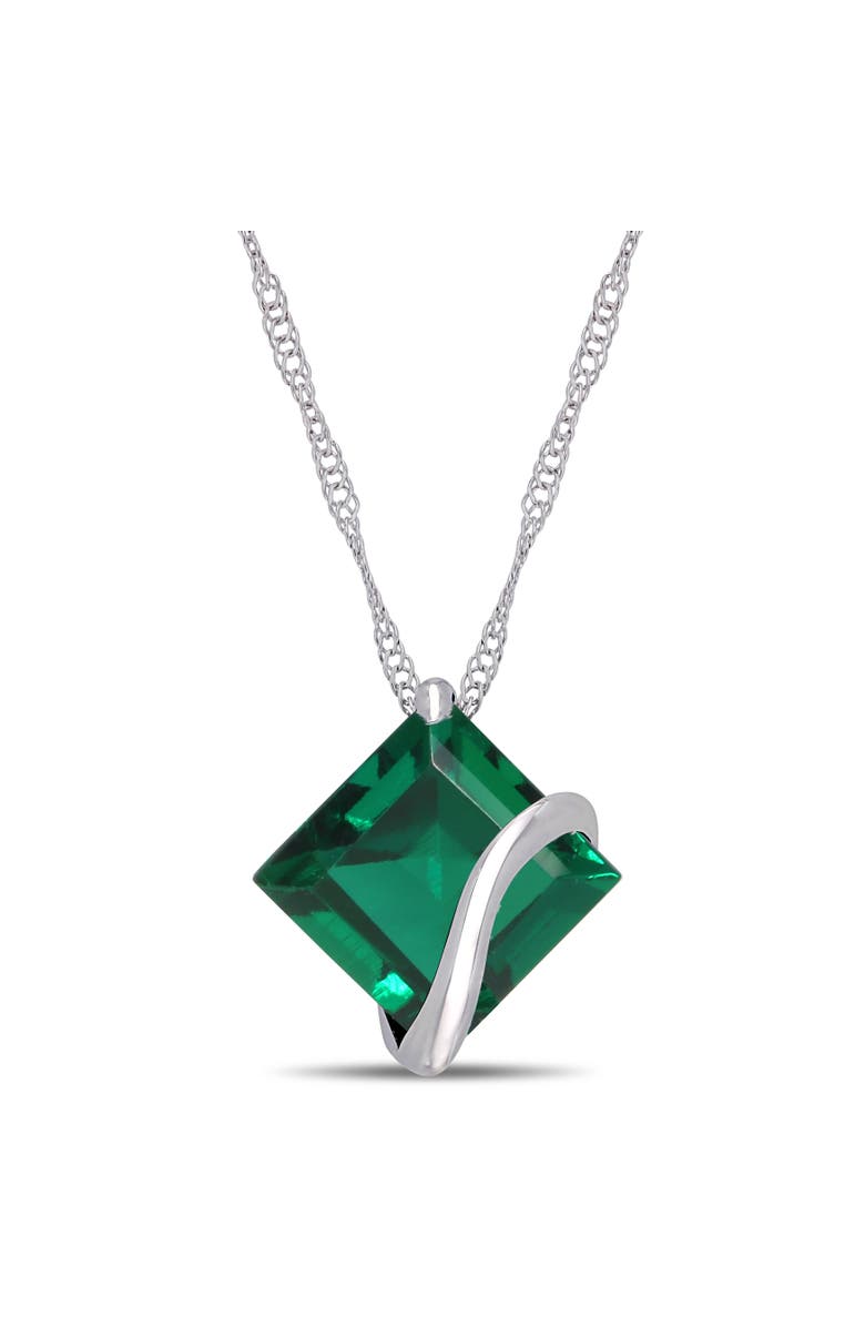 Julianna B. Gemstone Square Solitaire Necklace 10K, Main, color, Created Emerald