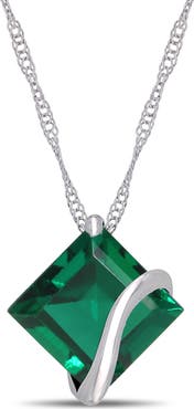 Julianna B. Gemstone Square Solitaire Necklace 10K