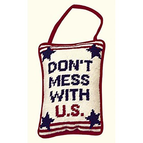 Don't Mess with US Needlepoint Throw Pillow, 5" x 8"