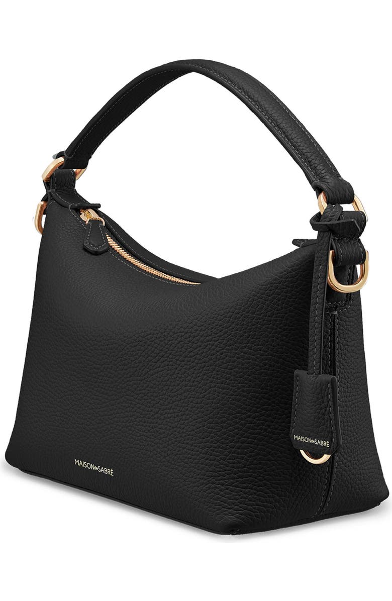 MAISON de SABRÉ Small Leather Soft Hobo, Alternate, color, Black Caviar