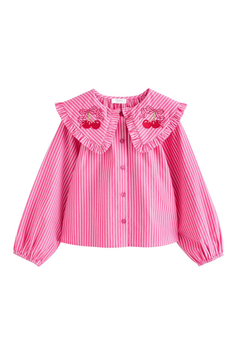 Kids' Cherry Ruffle Collar Cotton Top, Main, color, PINK