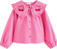NEXT Kids' Cherry Ruffle Collar Cotton Top