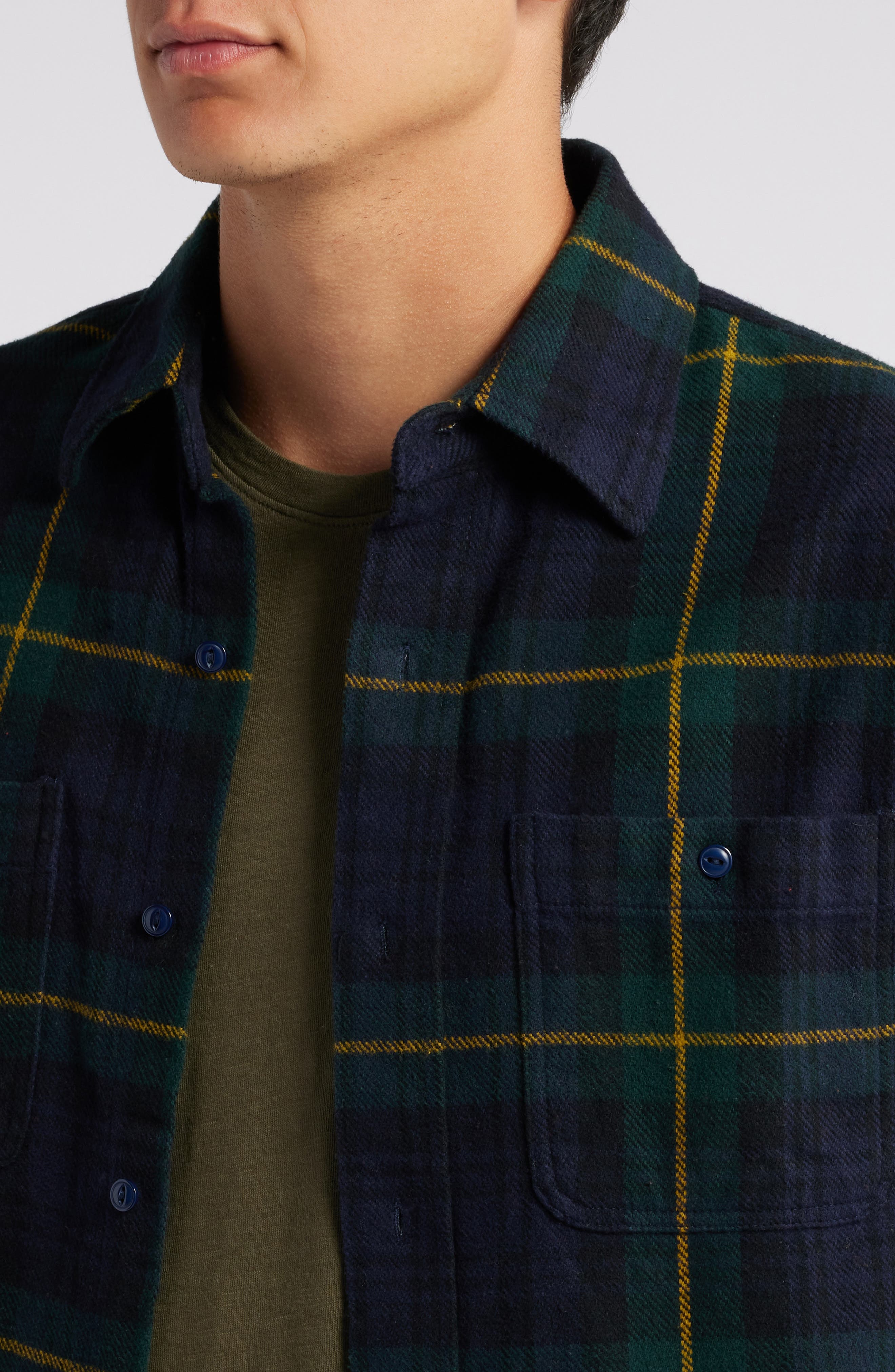 Two-Pocket Long Sleeve Flannel Button-Up Shirt - image 2