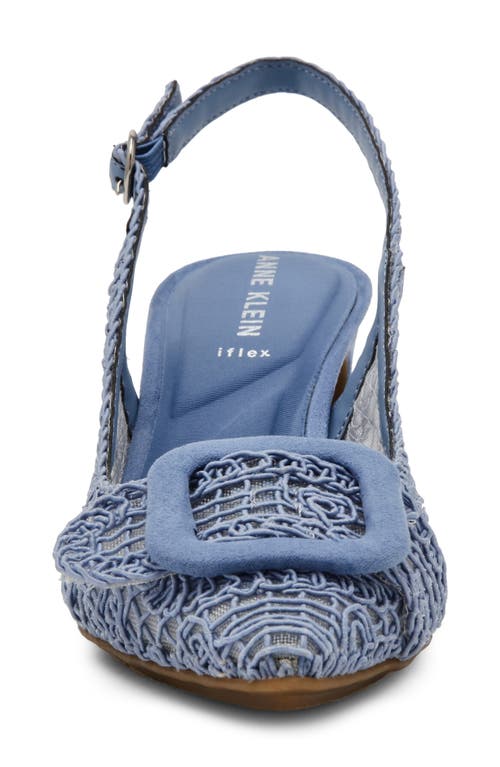 Anne Klein Belinda Lace Embroidered Slingback Pump In Blue
