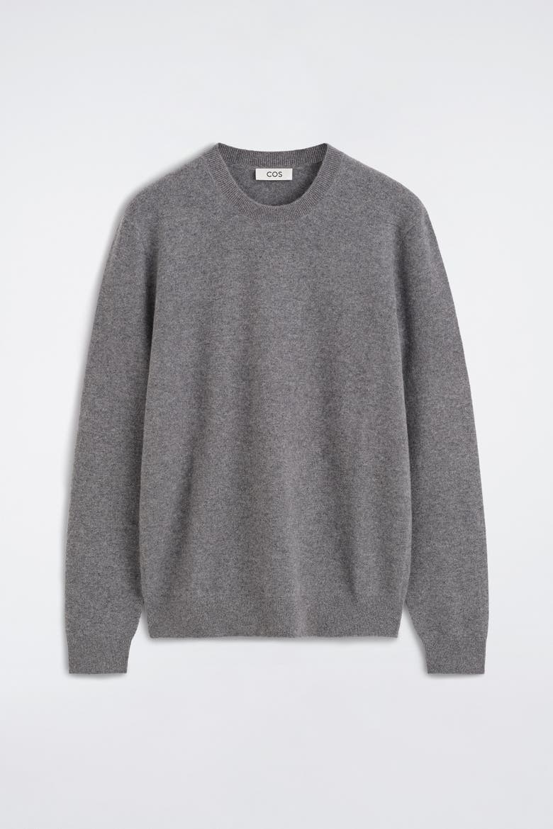 Pure Cashmere Crew-neck Sweater, Alternate, color, GRAY MÉLANGE