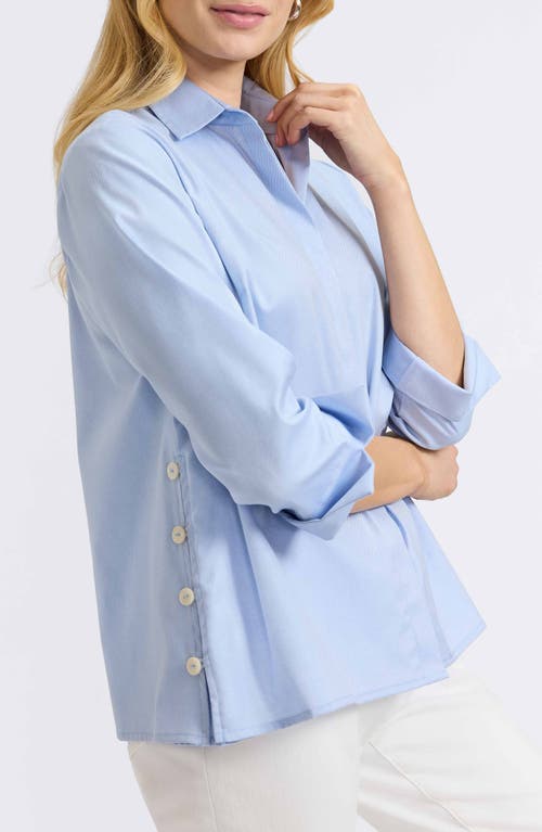 Foxcroft Beatrice Side Button Shirt In Soft Blue