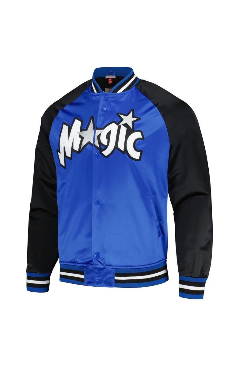 Mitchell & Ness Men's Mitchell & Ness Blue Orlando Magic Double Clutch Satin Raglan Full-Snap Jacket, Alternate, color,