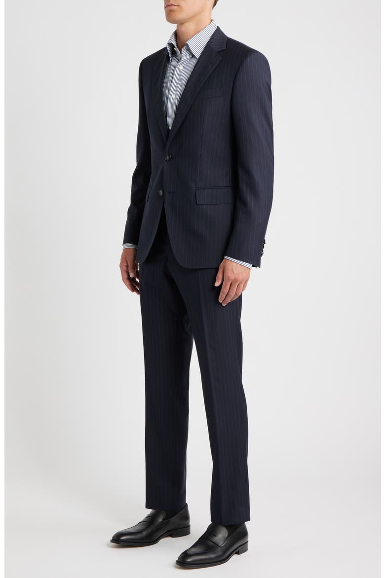 Huge Slim Fit Navy Pinstripe Wool Suit, Alternate, color, DARK BLUE