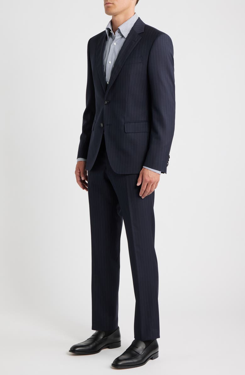 BOSS Huge Slim Fit Navy Pinstripe Wool Suit, Alternate, color, Dark Blue