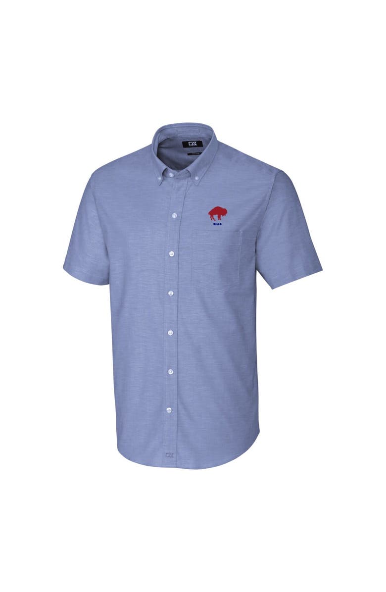 Cutter & Buck Men's Cutter & Buck Powder Blue Buffalo Bills Throwback Logo Stretch Oxford Button-Down Short Sleeve Shirt, Alternate, color, 