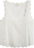 THE GREAT. The Eyelet Embroidered Scallop Trim Cotton Tank
