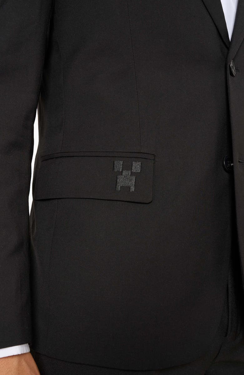 OppoSuits x Minecraft Daily Slim Fit Black Suit Jacket, Alternate, color, Black
