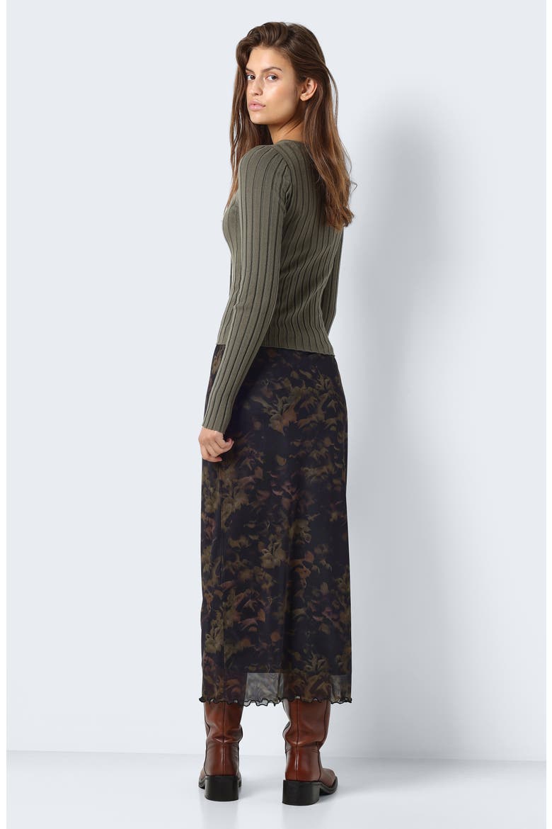 Lucia Printed Mesh Maxi Skirt, Alternate, color, BLACK AOP FROST BLOM