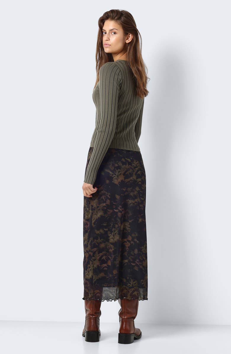 Noisy may Lucia Printed Mesh Maxi Skirt, Alternate, color,