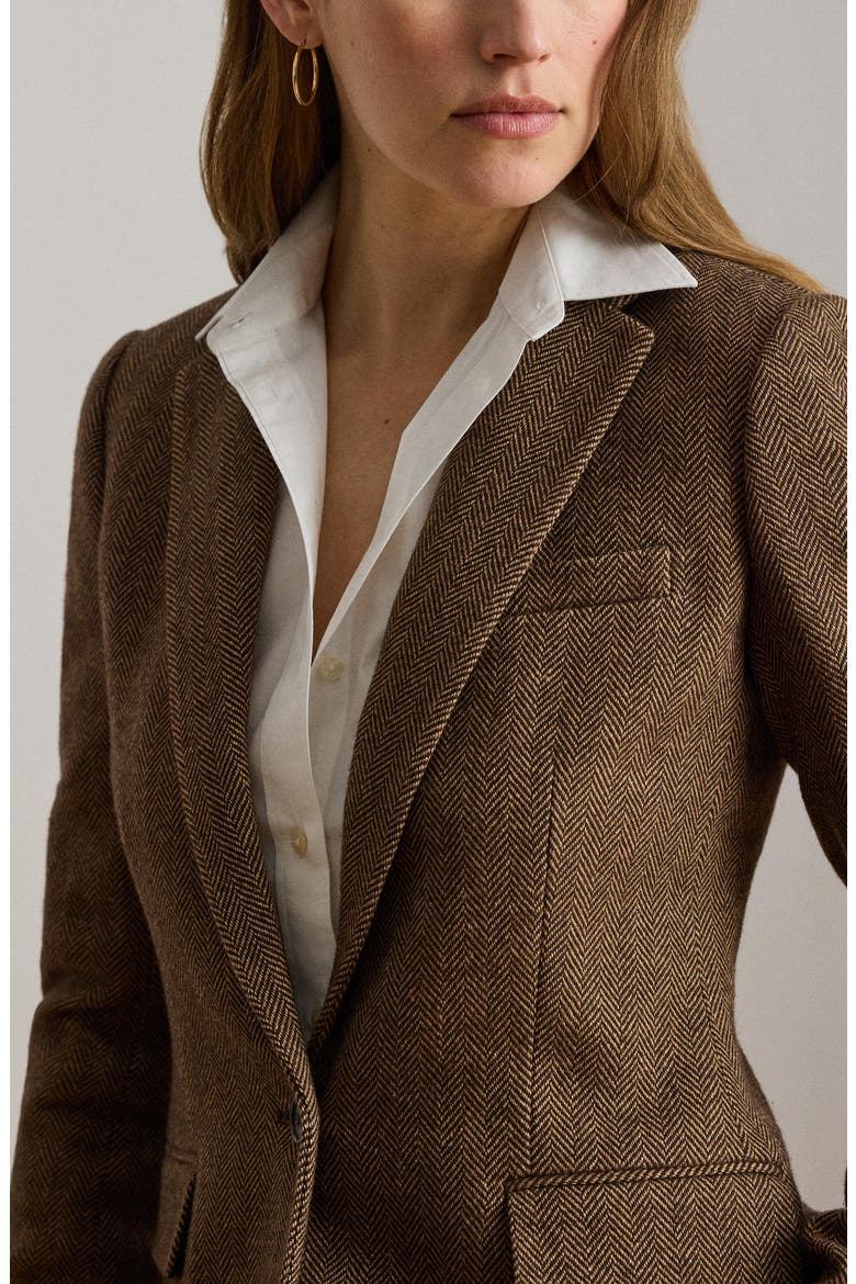 Herringbone Blazer, Alternate, color, BROWN/ MULTI