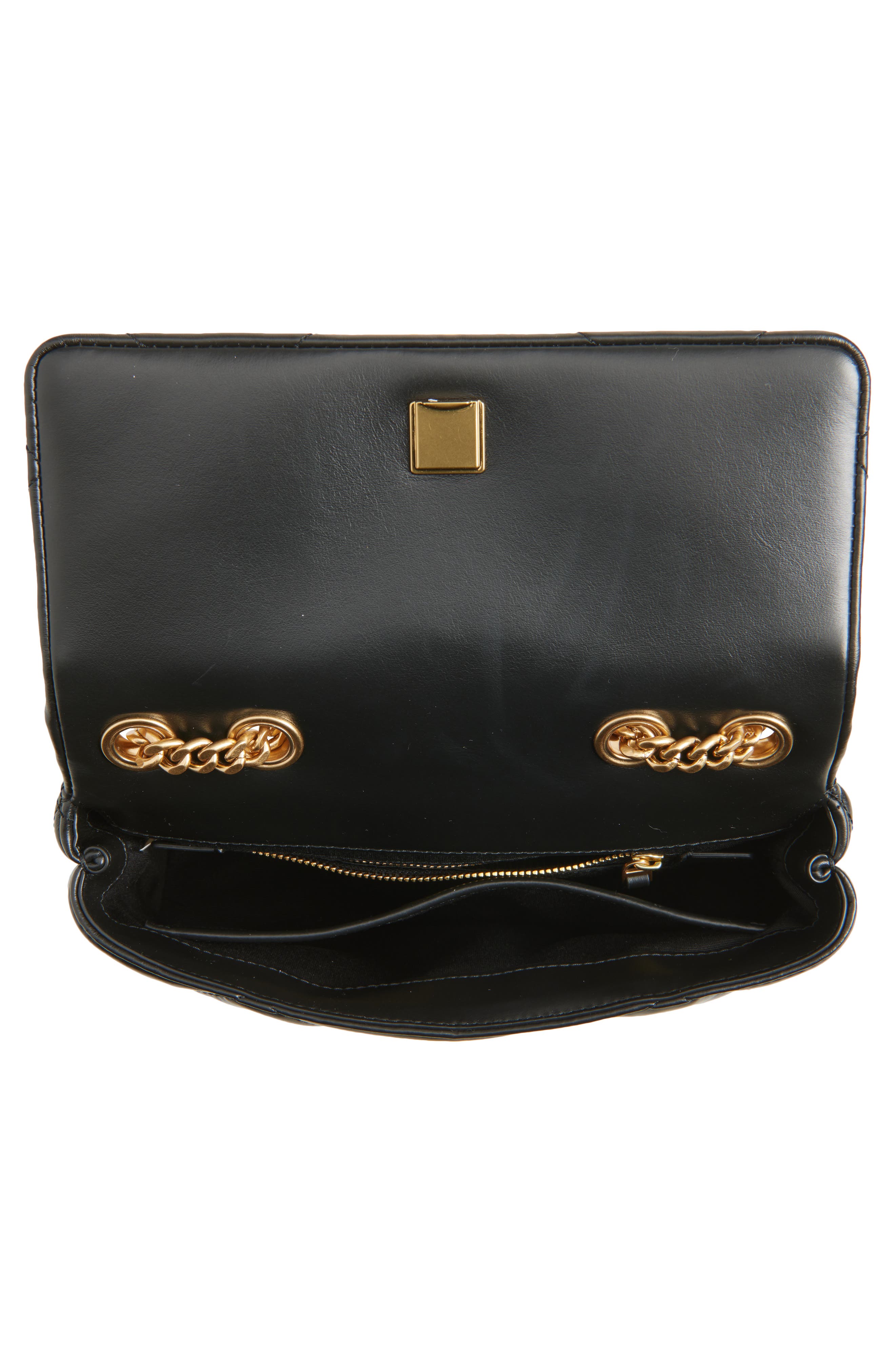 Tory Burch Small Kira Diamond Quilted Convertible Leather Shoulder Bag, Alternate, color, Black