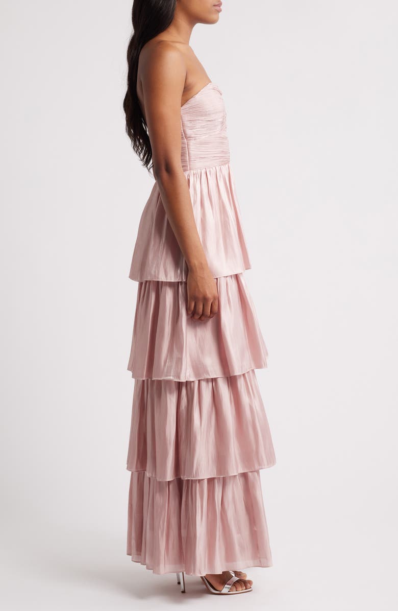 Tiered Ruffle Off the Shoulder Corset Gown