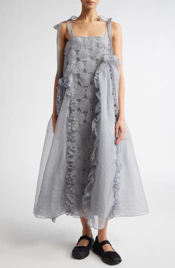【CECILIE BAHNSEN】OSWALDドレス OSWALD | DRESS MAGNOLIA EMBROIDERY GREY