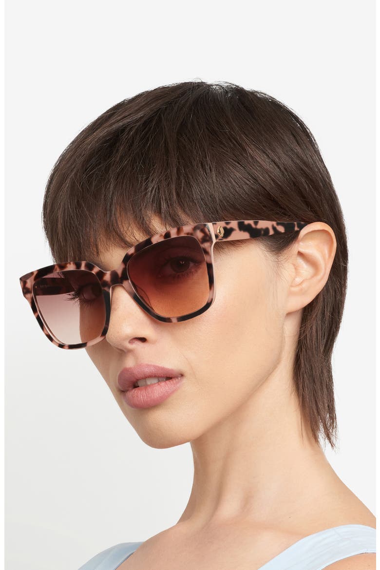 kiya 56mm square sunglasses, Alternate, color, PINK HAVANA/ BROWN PINK SF